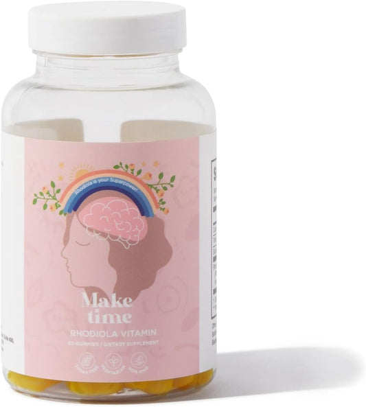 MAKE TIME Rhodiola Gummies para Mujeres - Apoyo Cerebral y Estrés - 30 Gomitas Sin Azúcar