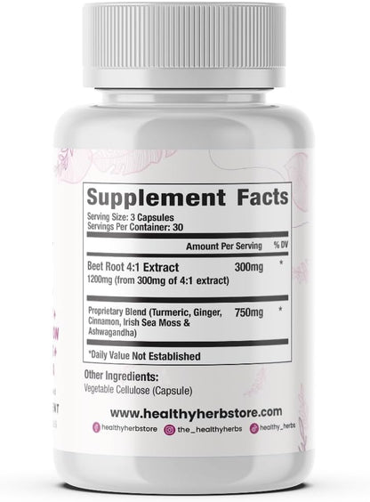 Healthy Herbs Cápsulas de Musgo Marino Silvestre 1950mg – Complejo Avanzado con Remolacha, Cúrcuma, Jengibre, Canela y – Image 8