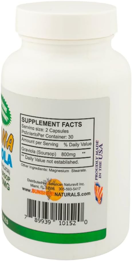 Sunshine Naturals Graviola Supplement - 60 Cápsulas (Pack de 5)
