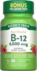 Nature's Truth Vitamina B12 6000 mcg, Comprimidos de Disolución Rápida, Sabor Natural a Bayas