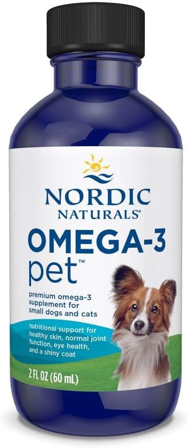 Nordic Naturals Omega-3 Pet, sin sabor - 2 oz (60 ml) - 294 mg Omega-3 por mL - Aceite de pescado para perros pequeños y gatos con EPA y DHA