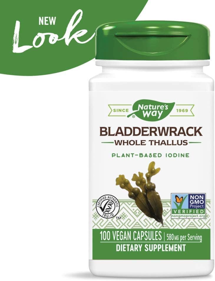 Nature's Way Fucus Vesiculosus (Fucus) Tallo Entero 580 mg, 100 Cápsulas (Paquete de 2)