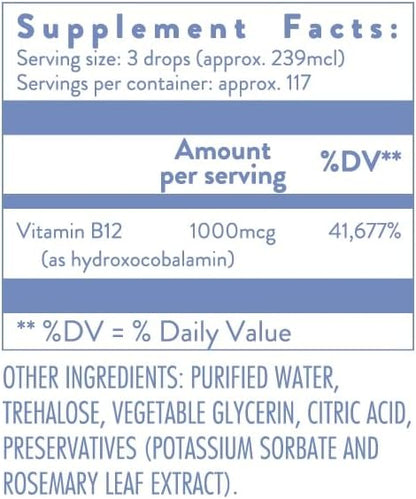 Hydroxy B12 MegaDrops - Vitamina B12 Líquida – Formación normal de glóbulos rojos: Esencial para prevenir la – Image 3