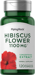 Piping Rock Flores de Hibisco | 120 Cápsulas | Extracto Concentrado | Suplemento Herbal | No Transgénico, Sin Gluten