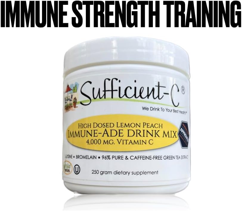 Sufficient-C 4.000 mg Vitamina C de alta dosis, mezcla para bebida de limón y melocotón 250 g