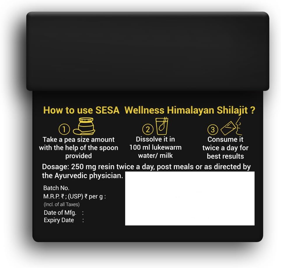 Sesa Himalayan Shilajit Resin – 100% Ayurvédico, 50 dosis de 400 mg con 80+ Minerales Traza y Ácido Fúlvico