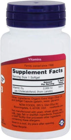 NOW Foods Vitamin D3 2,000 IU (2-Pack 240 Softgels)