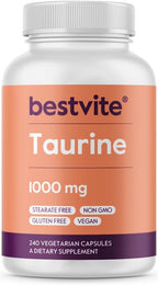 BESTVITE Taurina 1000mg (120 Cápsulas Vegetales) - Sin Estearatos - Sin Rellenos - Vegano - Sin Gluten