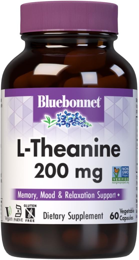 Bluebonnet Nutrition L-Teanina 200mg, 60 Cápsulas Vegetales
