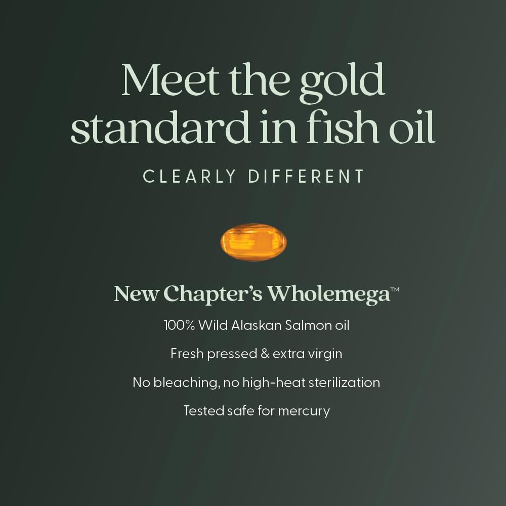 New Chapter Wholemega for Moms - Wild Salmon Oil with Omega-3 and DHA - 90 Capsules