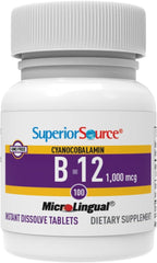 Superior Source No Shot Vitamina B-12 Cianocobalamina 1000 mcg – 100 Comprimidos Sublinguales