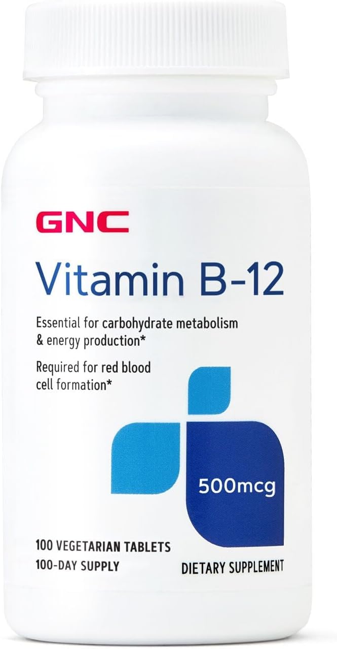 GNC Vitamina B-12 500mcg - 100 Comprimidos para Energía