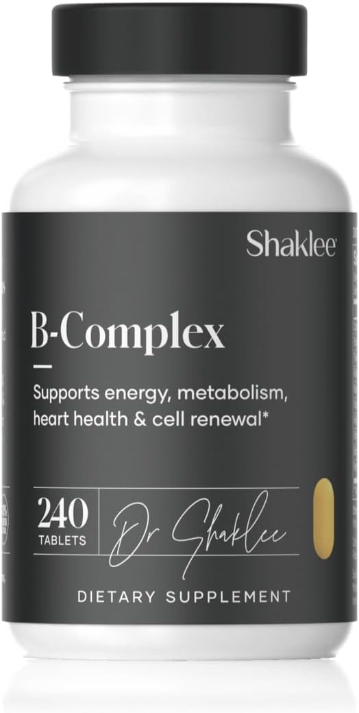 Shaklee - Complejo B - Impulso de Energía con Sistema de Absorción Bioactivada Patentado - Vitaminas B para el Bienestar - Apoya la Energía, Salud Cardiovascular y Cerebral - 240 Comprimidos