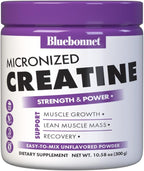 BlueBonnet Nutrition Creatina Monohidrato Micronizada 5g – Sin Sabor, 300g, 60 Servicios