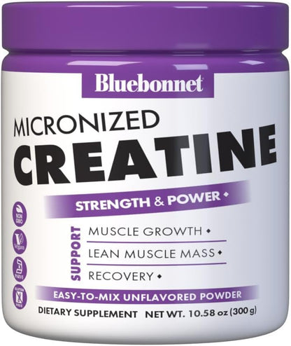 BlueBonnet Nutrition Creatina Monohidrato Micronizada 5g – Sin Sabor, 300g, 60 Servicios – Image 1