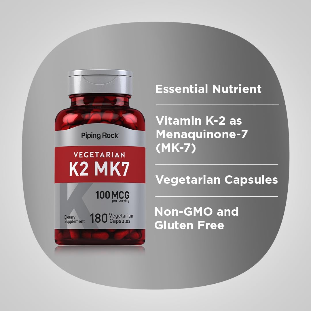 Piping Rock K2 MK7 (100 mcg) - 180 Cápsulas Vegetarianas
