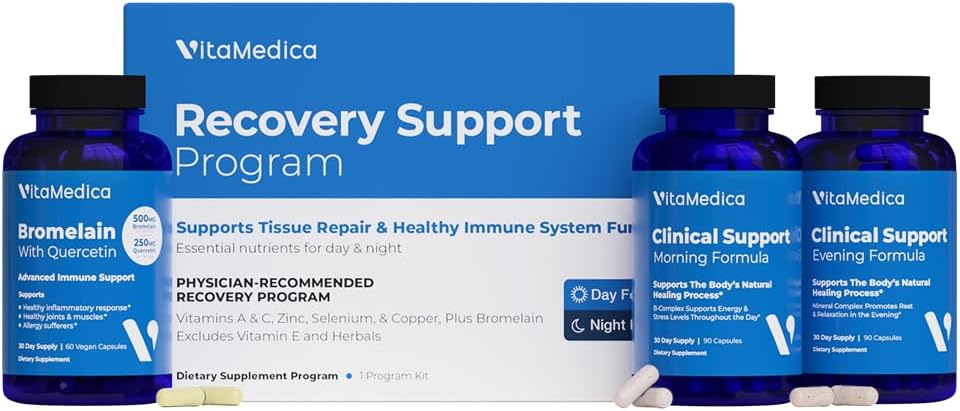 Programa de Recuperación Postquirúrgica VitaMedica - Suplemento Clínico con Vitaminas, Minerales, Bromelina y Quercetina