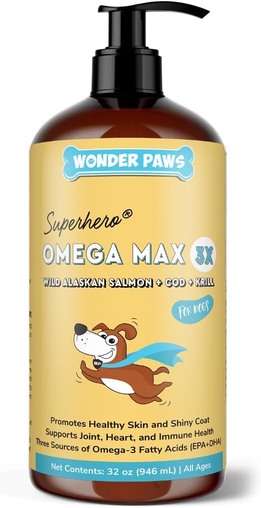Wonder Paws Aceite de Pescado para Perros - Omega 3 de Salmón, Bacalao y Krill - 473 ml