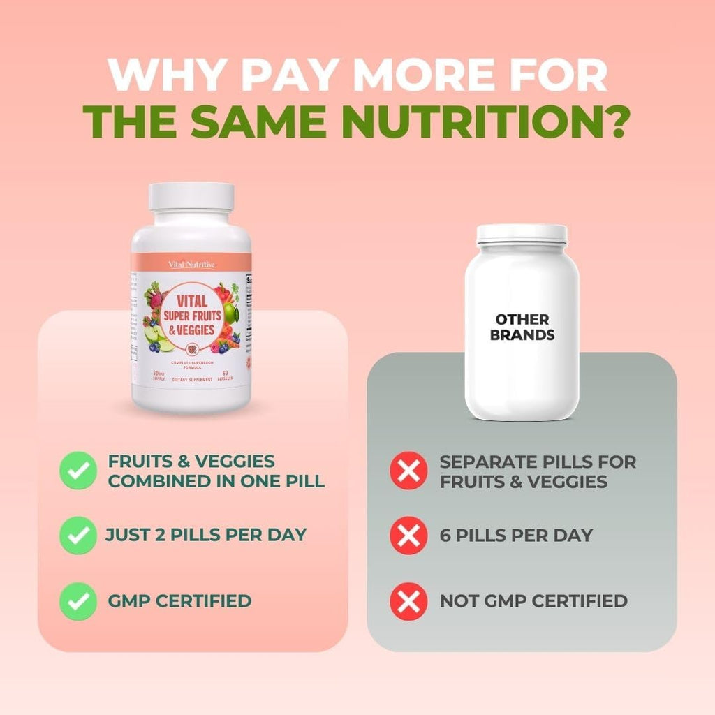 Vital Super Fruits & Veggies - Cápsulas de Superalimentos Diarios para Adultos
