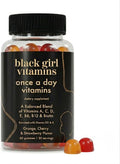 Black Girl Vitamins Once a Day - Multivitamínico en gominolas para mujeres - Vitaminas A, B, C, E y Zinc - Vegano, Sin Gluten - 30 Días (Fresa)
