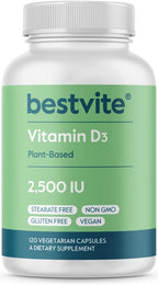 BESTVITE Vitamina D3 Vegana 2500 IU – 120 Cápsulas Vegetales