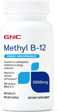 GNC Methyl B12 2500 mcg - Suplemento de Metilcobalamina, 100 Comprimidos