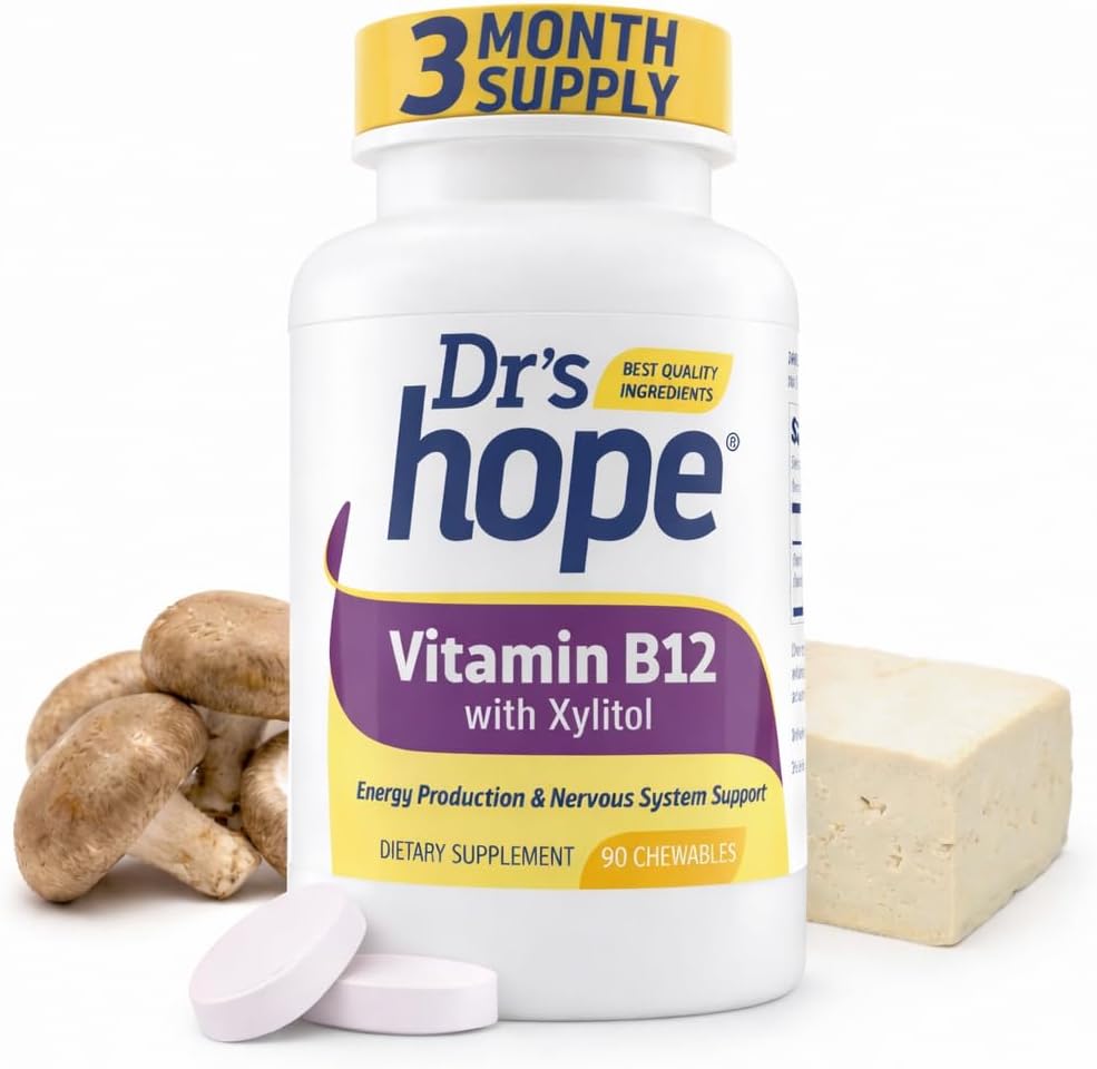 Vitamina B12 1000 mcg – 90 Comprimidos Masticables – Dr’s Hope