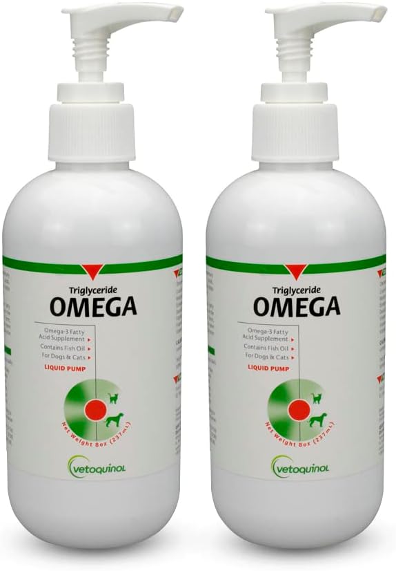 Vetoquinol Triglyceride OMEGA - Aceite de Pescado para Perros y Gatos - 2 x 237 ml