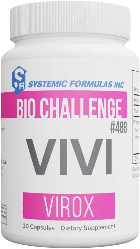 Systemic Formulas Bio Challenge #488 VIVI Virox - 30 Cápsulas. Mezcla de apoyo inmunitario con Pau D'Arco, Aceite de Leptotaenia (Lomatium dissectum), Aceite de Almendras Amargas, Aceite de Jojoba y Vitamina E.