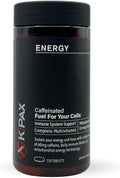 KPAX Energy - Suplemento de Energía Diaria con Cafeína, CoQ10, NAC y Más de 30 Nutrientes Mitocondriales - 120 Comprimidos (4 Meses)