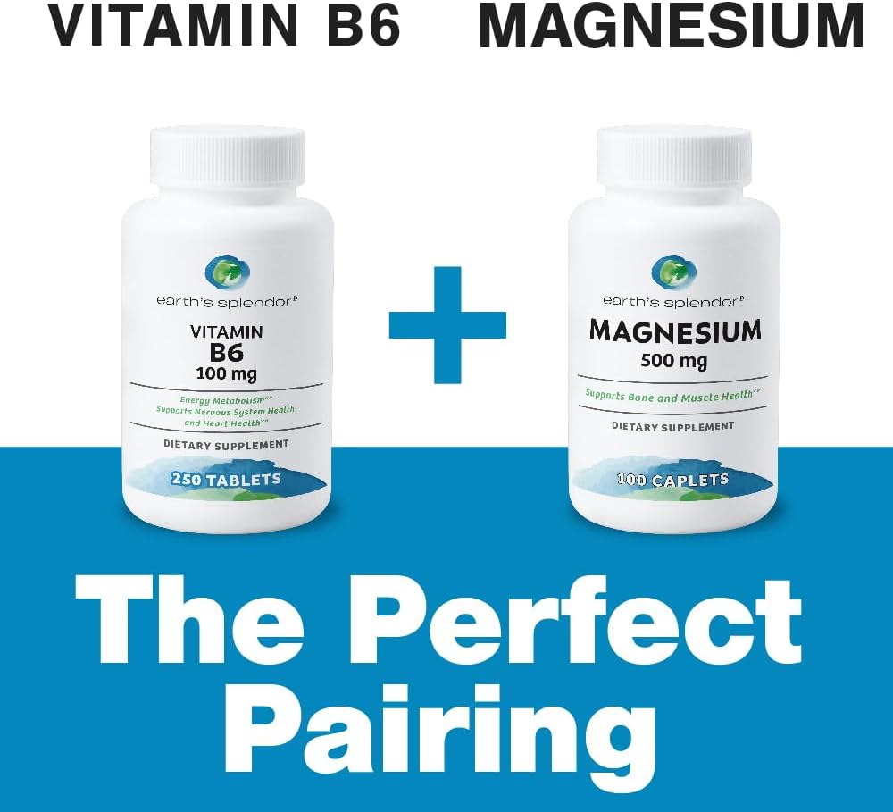 Earth's Splendor Vitamina B6 100 mg, 250 Comprimidos - Suplemento Energético