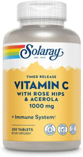 SOLARAY Vitamina C con Rosa Mosqueta y Acerola | 1000 mg | Liberación Gradual en Dos Fases | 250 Comprimidos