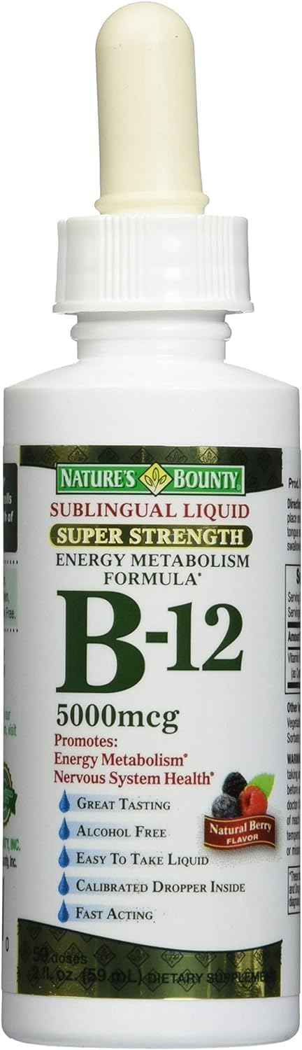 Nature's Bounty B-12 5000 mcg Líquido sublingual para la energía, 2 oz (Paquete de 3)