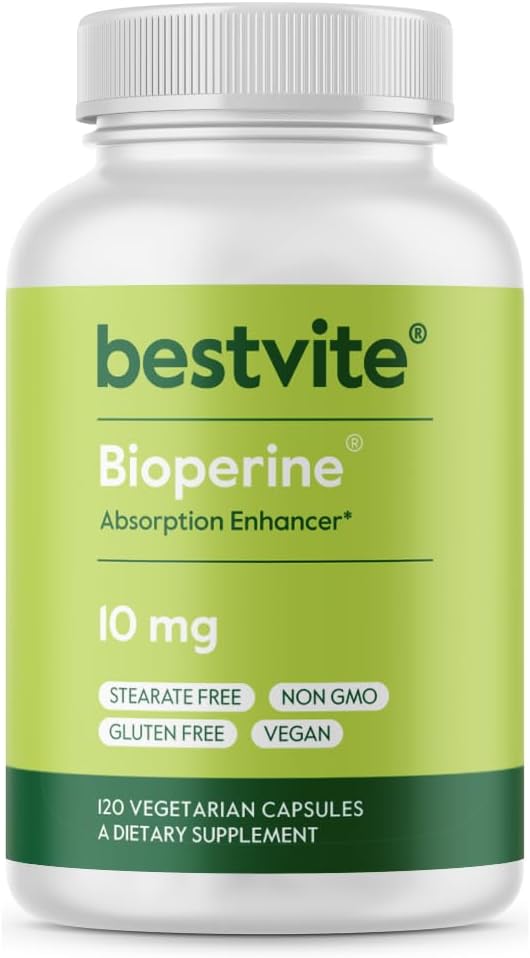BESTVITE Bioperina 10mg - 120 Cápsulas Veganas - Potenciador de Absorción