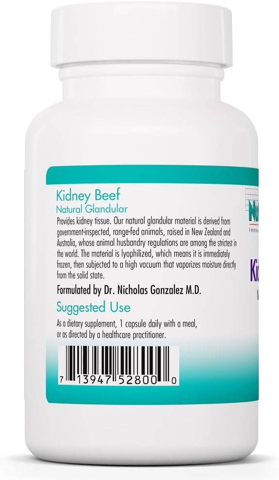 Allergy Research Group NutriCology Kidney Beef - 500 mg Bovine Kidney Glandular Supplement - Freeze-Dried Organ Extract - Renal & Glandular Support - Hypoallergenic - 100 Servings - 100 Vegicaps