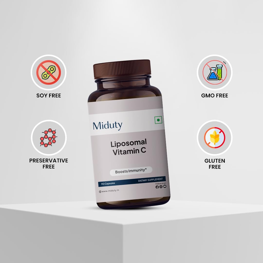 Miduty Vitamina C Liposomal - Sin Gluten - No Transgénico - 90 Cápsulas