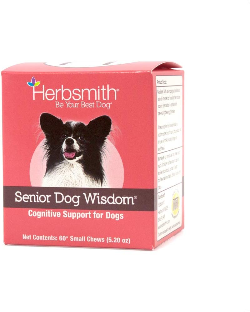 Herbsmith Senior Dog Wisdom – Suplemento para la salud cerebral de perros mayores, 60 masticables