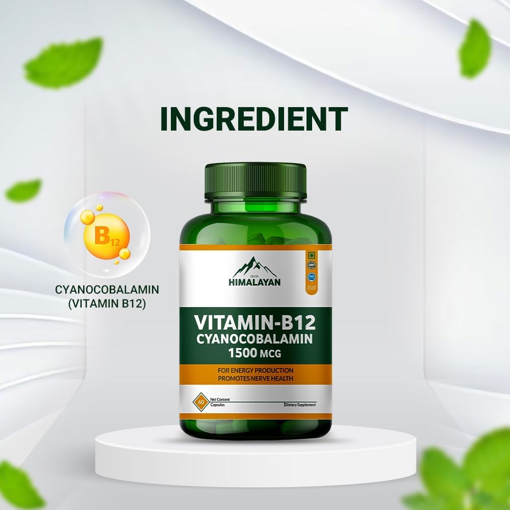 Vitamina B12 Metilcobalamina 1000 mcg – 60 Cápsulas Veganas con Espirulina, Wheatgrass, Remolacha y Amla