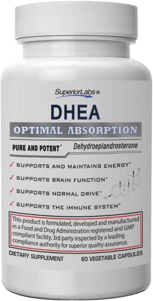 Superior Labs DHEA 100 mg - 60 Cápsulas Vegetales - Sin OGM