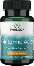 Swanson Glutamic Acid 500 mg, 60 Veggie Capsules