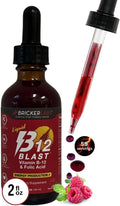 Bricker Labs B-12 Blast Liquid Vitamin B12 and Folic Acid, 59 ml (2 fl oz) - Raspberry Flavor
