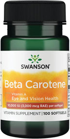 Swanson Beta-Caroteno (Vitamina A) 10.000 UI (3.000 mcg) - 100 Cápsulas Blandas