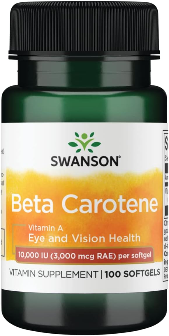 Swanson Beta-Caroteno (Vitamina A) 10.000 UI (3.000 mcg) - 100 Cápsulas Blandas