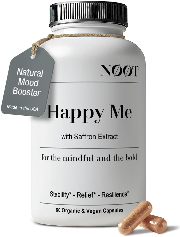 NOOT Happy Me – Complemento Natural para el Estado de Ánimo con Azafrán, Rhodiola y Maca | 60 Cápsulas