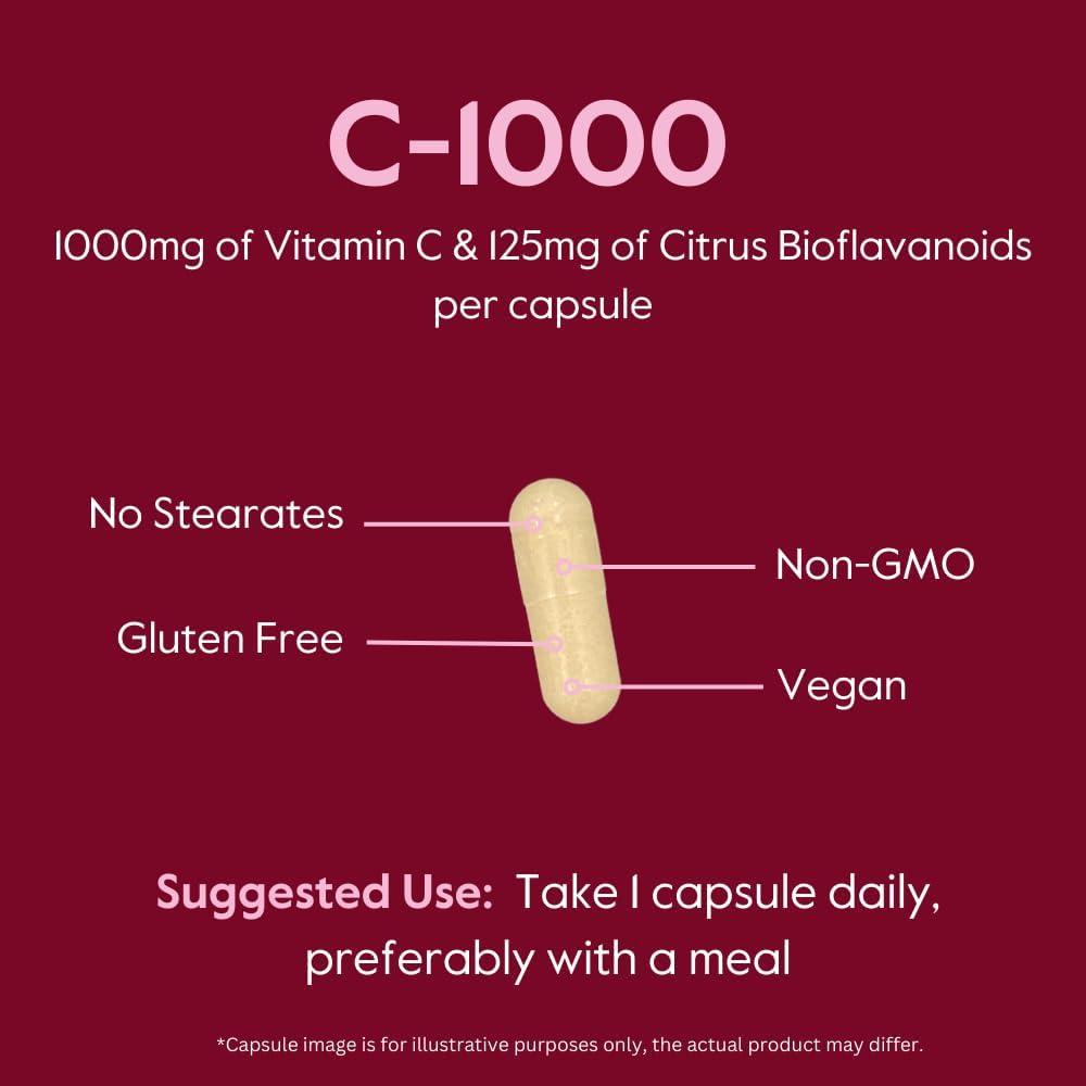 BESTVITE Vitamina C 1000 mg con Bioflavonoides Cítricos - 120 Cápsulas Vegetarianas - Vegano - Sin Gluten - No OGM