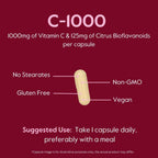 BESTVITE Vitamina C 1000 mg con Bioflavonoides Cítricos - 120 Cápsulas Vegetarianas - Vegano - Sin Gluten - No OGM