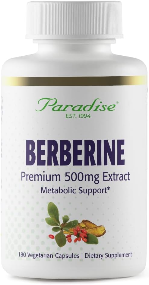 Extracto de Berberina 500 mg – Paradise Herbs, 180 Cápsulas Vegetales
