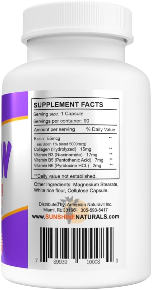 Sunshine Naturals Biotina 5000 mcg - 90 Cápsulas (Pack de 3)
