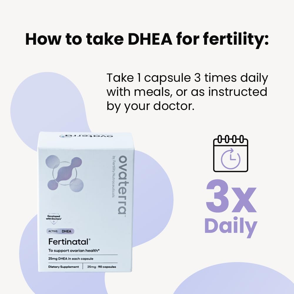 Fertinatal DHEA Micronizado 25mg para Mujer - Suplemento de Fertilidad Natural - 90 Cápsulas