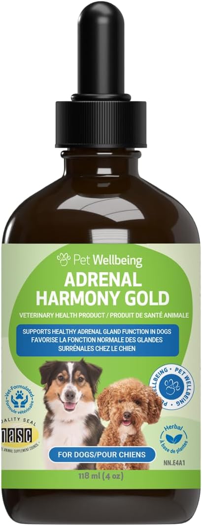 Pet Wellbeing Adrenal Harmony Gold for Dogs - Liquid Supplement for Adrenal Function - 118 ml